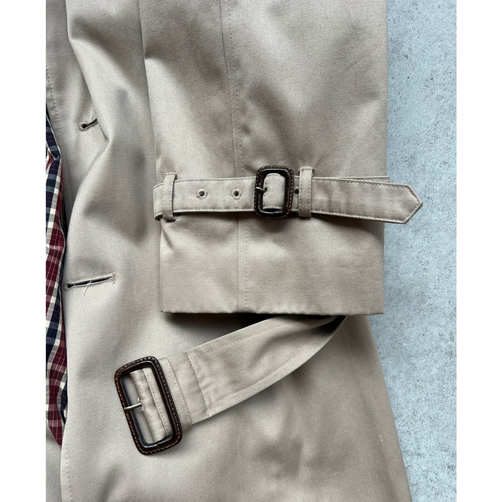 Jos A Bank Mens Tan Double Breasted Trench Coat 48L Water Resistant Old Money - Picture 8 of 10